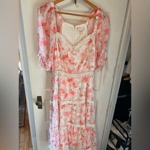 Rachel Parcell NWT Tiered Midi Chiffon Dress
Floral Pink Lace Puff Sleeve - XL
